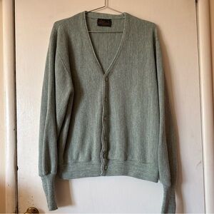 JCPenney Sweater Acrylic Cardigan Light Green Orion VTG 80's | Large